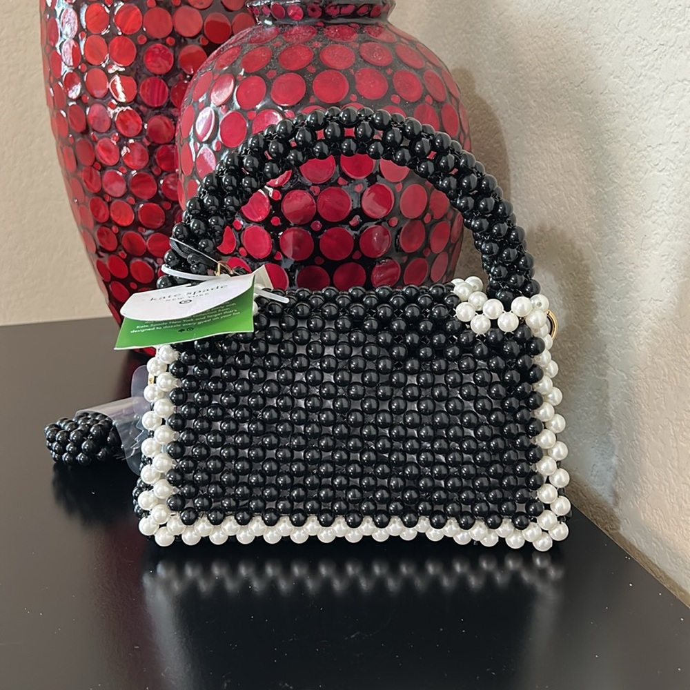 Kate Spade x Target Black and White Colorblock Beaded Crossbody Bag - Picture 9 of 11